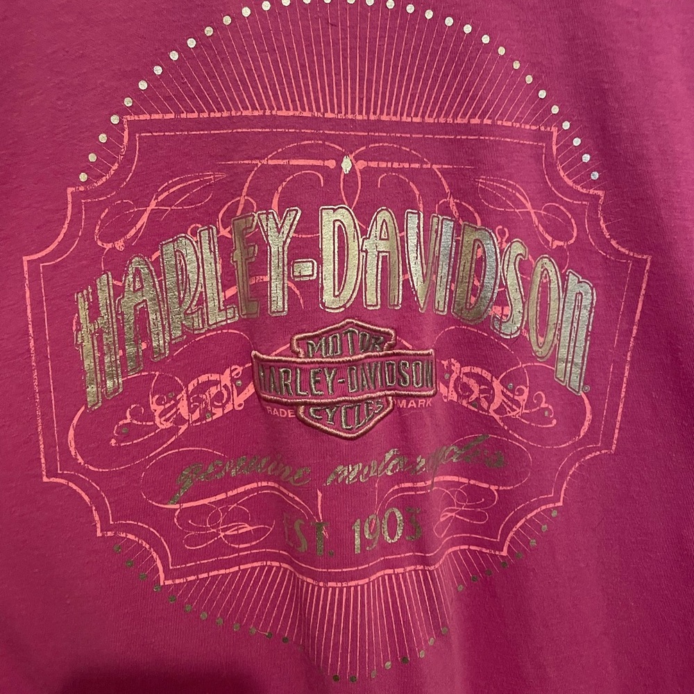 Harley Davidson pink cap sleeve tee shirt L